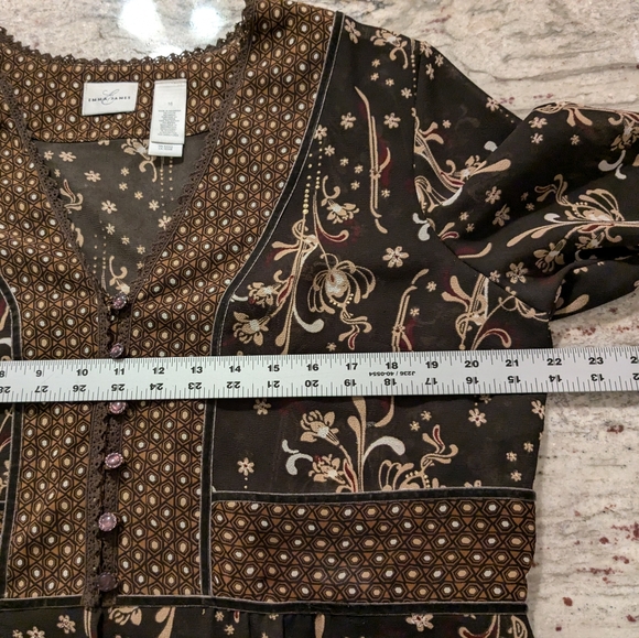 Emma James Blouse & Tank Set Brown Floral Size 16 Business or Dress 2 Pieces EUC - Picture 4 of 12